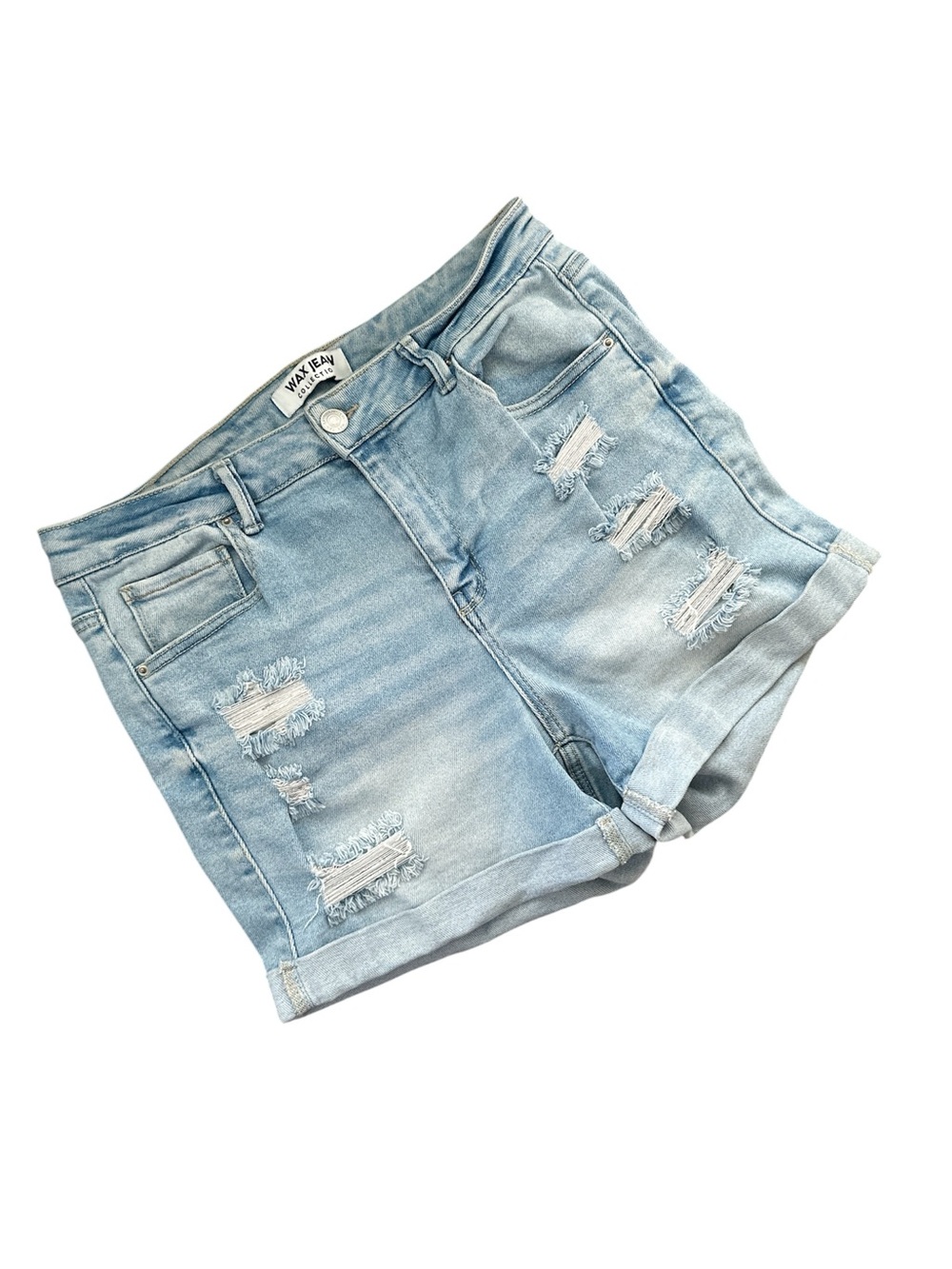Wax Jean Light Blue Distressed Cuffed Denim Shorts sz 1XL